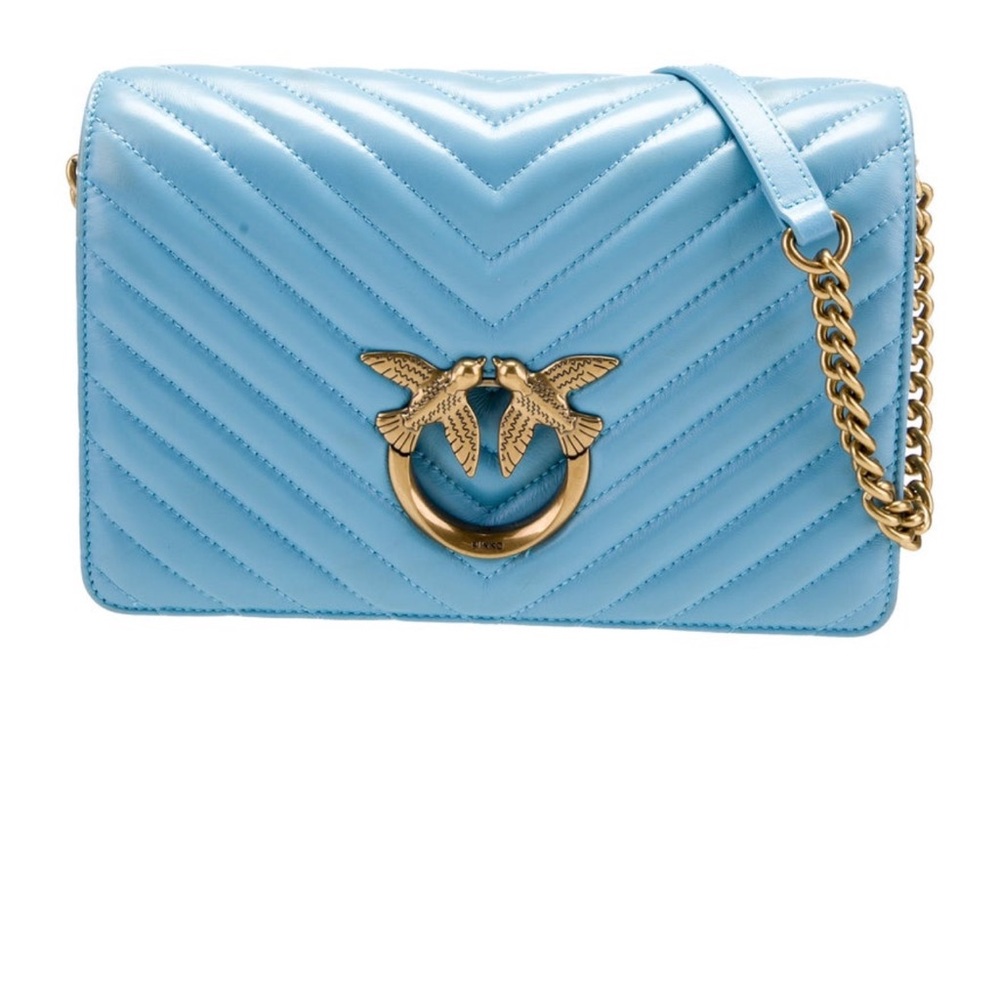 Pinko Blue and Gold Crossbody Bag with Quilted Design - excellent condition!